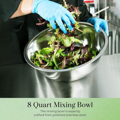 2-Pack 8 Quart Mixing Bowls |13.25-Inch Stainless Steel Bowls8