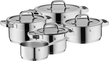 Compact Cuisine 5-Piece Induction Saucepan Set with Glass Lid, Polished Cromargan Stainless Steel, Induction Pots Set, Uncoated, Inner Scale1