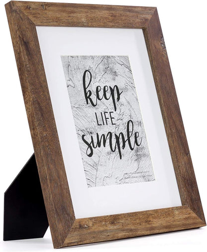 8X10 Picture Frame Rotten Brown, Wooden Frame with White Mat, for Tabletop and Wall Mounting Display for Home, Office,Gallery,Holiday with Photos, Posters1