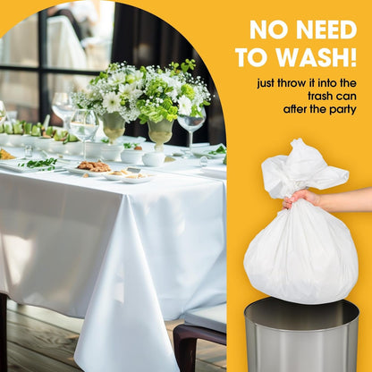 White Plastic Table Cover Roll - 54IN X 100FT, Table Cloth for Rectangle Table with Slide Cutter, Plastic Table Cloth Disposable with Cut-To-Size Design for Weddings, Banquets, Parties | Rectangle Tables, Slide Cutter, Cut-To-Size, Weddings Banquets Parties8
