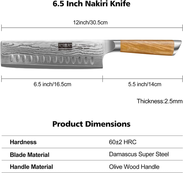 Damascus Nakiri Knife 6.5", Sharp Kitchen Knife for Vegetables2