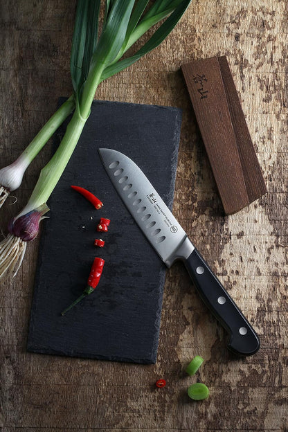 TV2 Series 1022988 Swedish 14C28N Steel Forged 5-Inch Santoku Knife and Wood Sheath Set5