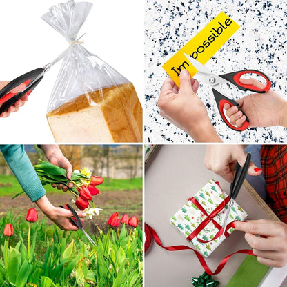 3-Pack 8.7" Kitchen Scissors All Purpose Heavy Duty Shears W/Sheath | Soft Comfort Grip, Dishwasher Safe, Stainless Micro-Serrated Edge Blades, Cooking Poultry Herbs Meat Seafood Tools6