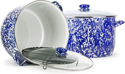 Enamelware Soup or Stock Pot, 18 Quart, Cobalt Swirl3