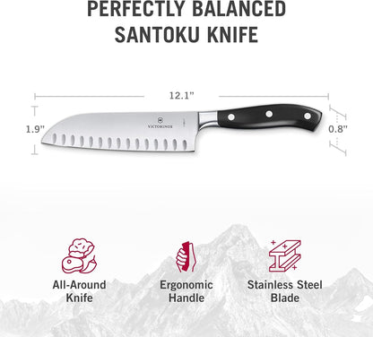 Victorinox Grand Maître 7" Santoku Knife - Forged Granton Edge Prep Tool4