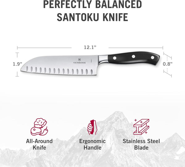 Victorinox Grand Maître 7" Santoku Knife - Forged Granton Edge Prep Tool4