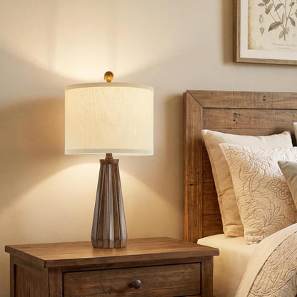 23.5" Farmhouse Table Lamps Set of 2 with 9W LED Bulbs, Vintage Brown4