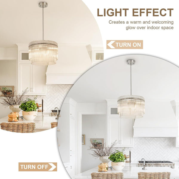 15.44" Drum Chandeliers Dining Room Brushed Nickel 6-Lights4