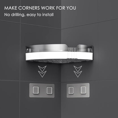 2-Pack Corner Shower Caddy, Adhesive Shower Shelves with Soap Holder3