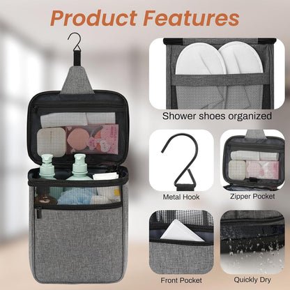 Shower Caddy Portable Mesh Shower Bag Men Women College Dorm Room Essentials for Guys Girls,Hanging Shower Organizer for Bathroom,Camping,Gray3