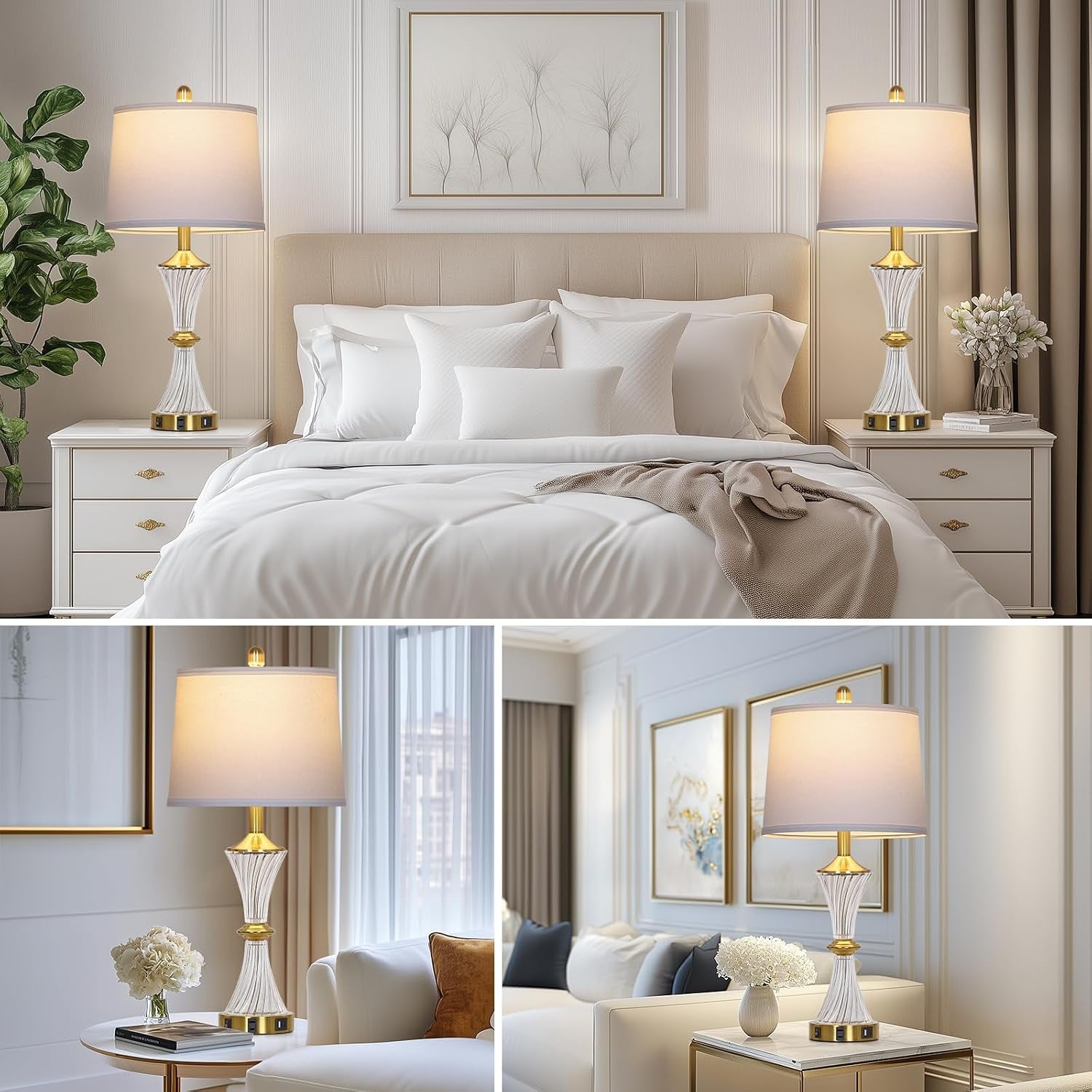 crystal-glass-table-lamp-set-of-2-with-usb-c-a-ports-ac-outlet-white-lamp-modern-bedroom-lamps-gold-lamp-for-night-stands-bedroom-living-room-nightstand-lamp-led-bulbs-included