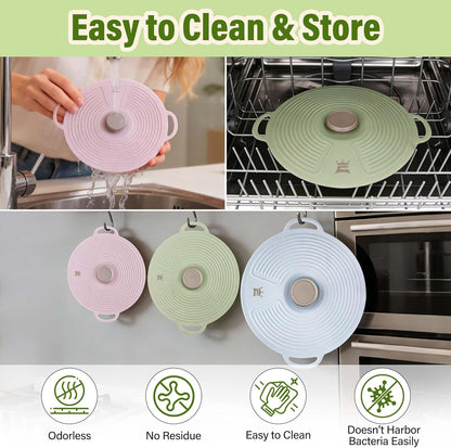 Silicone Lids for Bowl 3 Pack, Microwave Splatter Cover with 3 Sizes Reusable Heat Resistant Lids Fits Bowls, Plates, Pots, Pans, Skillets, Stove Top, Oven, Fridge Dishwasher Safe8