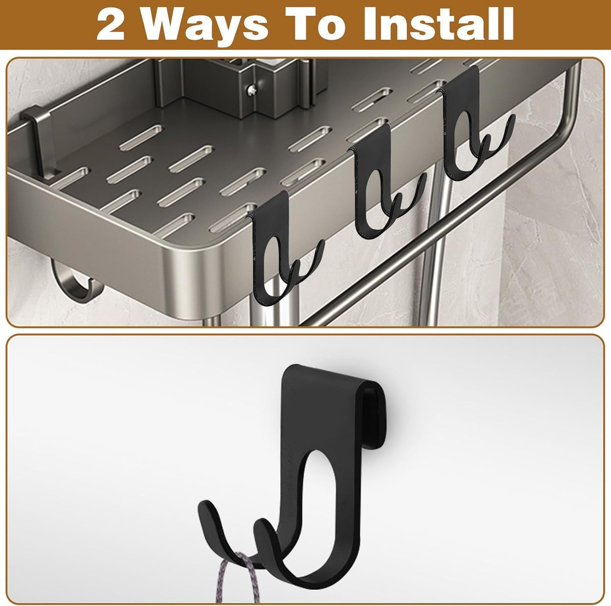 4pcs-black-shower-caddy-metal-shelf-basket-rack-with-double-hooks-for-loofah-sponge