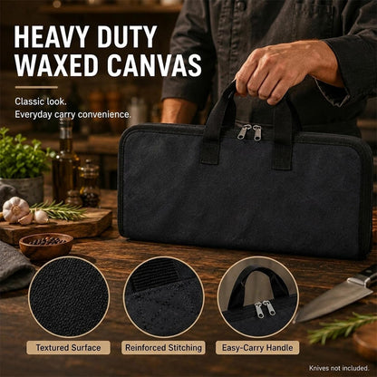 Knife Roll,Heavy Duty Knife Bag,Waxed Canvas Knife Case with 4 Slots for Knives & Kitchen Tools,Chef Knife Bag with Handle.Portable Knife Roll Bag for Stroage Home Traveling Camping.Case Knives Pouch5