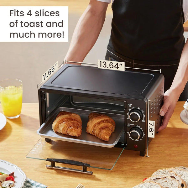ETO490 9L/4-Slice Oven, 30-Min Timer, Adj. Temp, Black | Includes Baking Pan & Wire Rack - Bake, Broil & Toast Functions for Dorms and Rvs - Countertop Design3