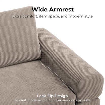Flipnest 3-In-1 Convertible Sleeper Sofa, Light Brown9