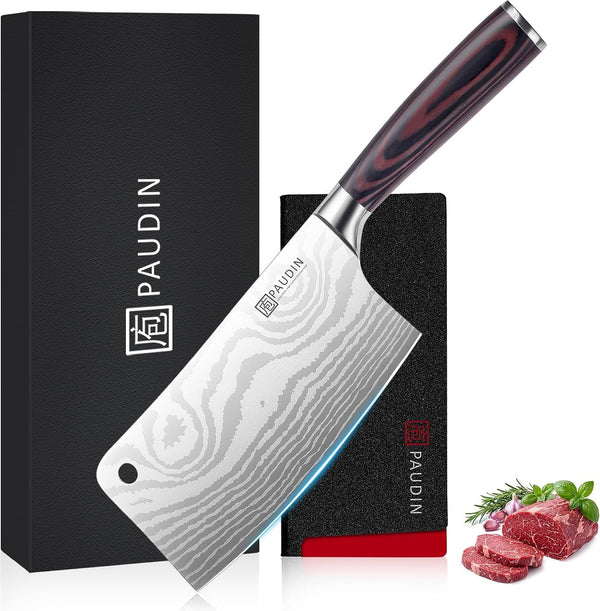 Cleaver Knife, Ultra Sharp Meat Cleaver 7 Inch, High Carbon Stainless Steel Butcher Knife with Wooden Handle, Chinese Cleaver for Meat Cutting Vegetable Slicing1