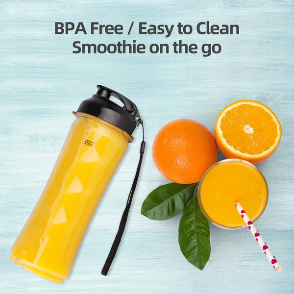Smoothies Blender Personal Size 300 Watts with 18 Oz Bpa-Free Portable Travel Sports Bottle, Silver6
