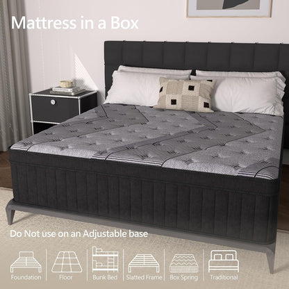 Queen Size Mattress, 14 Inch Hybrid Mattress in a Box, Medium Firm,Memory Foam and Individual Pocket Springs for Pressure Relief, Certipur-Us Certified9