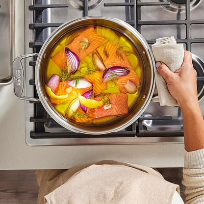 All-Clad Simply Strain Stainless Steel Multipot with Straining Lid, 6-Quart, Induction, Oven Broiler Safe 600F, Strainer, Pasta Strainer with Handle, Steamer Pot, Cookware, Home, Pots and Pans, Silver2