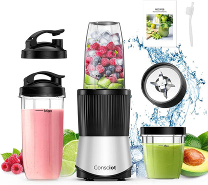 11-Piece Blender for Kitchen and Personal Size, 900 Peak Watts | Blend Shakes & Smoothies, Frozen Drinks, Baby Food, Spreads & More, 3 Portable Bpa-Free To-Go Cups, 2 Spout-Lids & 1 Flat-Lid1