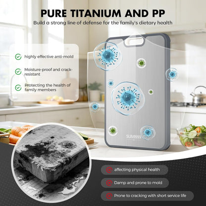 Titanium Cutting Board for Kitchen, Pure Titanium/Pp, Size 16”×11” | Food Grade Materials, Separate Prep Surfaces for Raw & Cooked Food, Odor Resistant, Easy to Clean, Durable Kitchen Essential3
