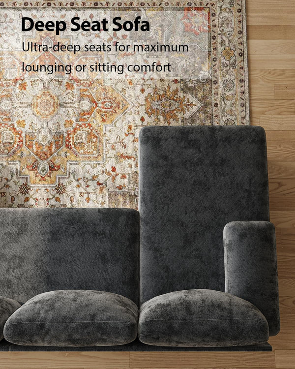 U-Shaped Sectional Couches for Living Room | 112 Inch Modern Sectional Couch | Dark Grey Chenille Sofa with Double Chaise for Apartment5