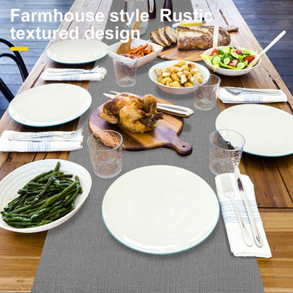 Wipeable Table Runner, Thick Farmhouse Dresser Runner, Rustic for Kitchen, Bedroom, Living Room, Indoor and Outdoor (48'', Grey)7