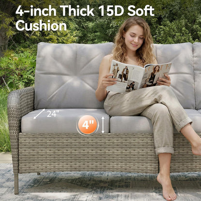 10-Piece Patio Furniture Set with 44'' Fire Pit Table, Luxury Outdoor Furniture Set with 360° Swivel Chairs, Patio Conversation Set for Backyard, Poolside & Garden, Beige/Gray3