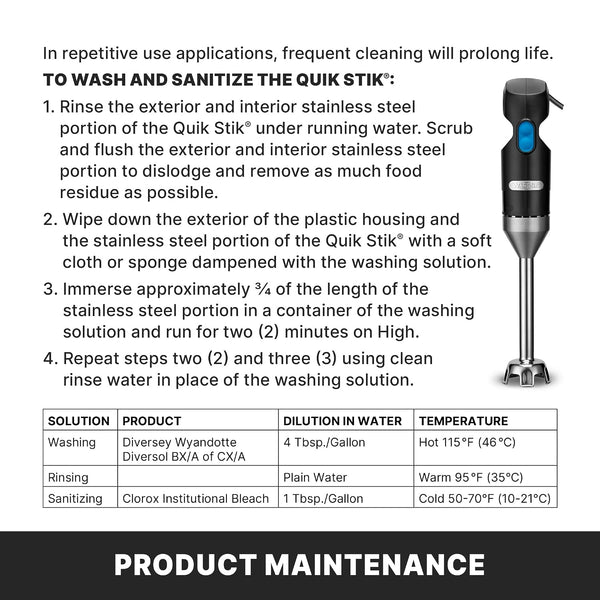 Quik Stix Immersion Blender with 2-Speed | 2-Speed, 7 in Fixed Shaft, for Professional Hand Blender for Kitchens & Restaurants4
