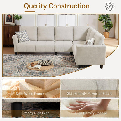 102" L Shaped Couch, 6 Seater Sectional Sofa for Living Room, Beige Couches4