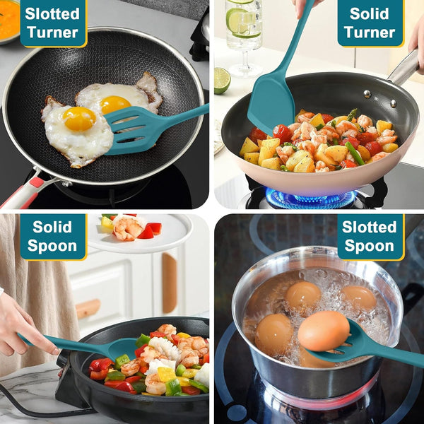 Blue Kitchen Utensil Set, 4 Pieces Silicone Cooking Utensils4