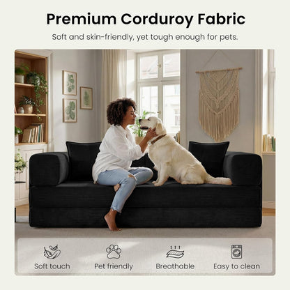 78.8" Convertible Futon Sofa Bed, Boneless Couch for Living Room6