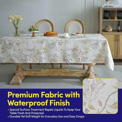 Rectangle Tablecloth 52" X 70" 100% Waterproof Fabric — Wipe-Clean, Tear-Proof Decorative Table Cover for Indoor & Outdoor Dining Elegant Patterns for Kitchens, Dining Rooms, Wynona4