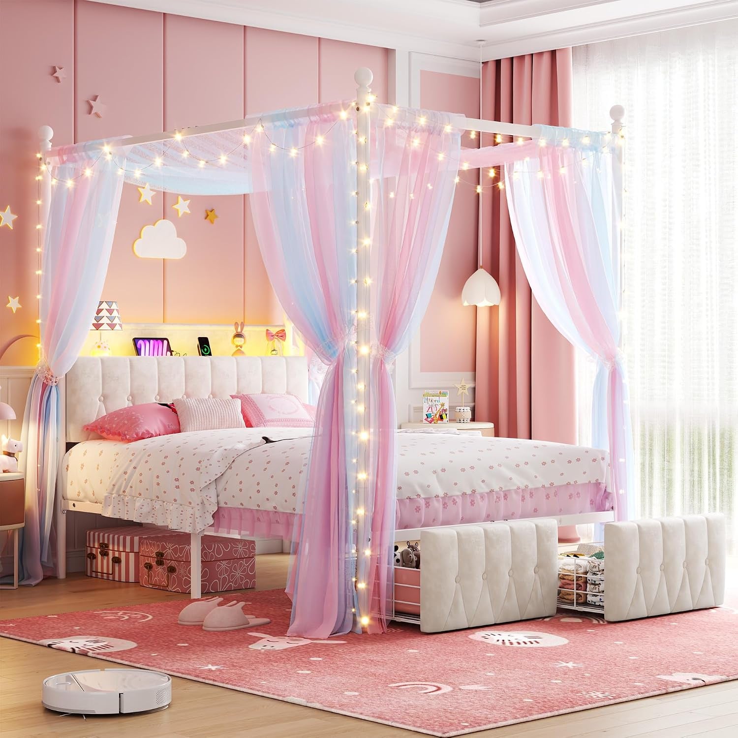 full-canopy-bed-frame-with-drawers-and-led-lights-charging-white
