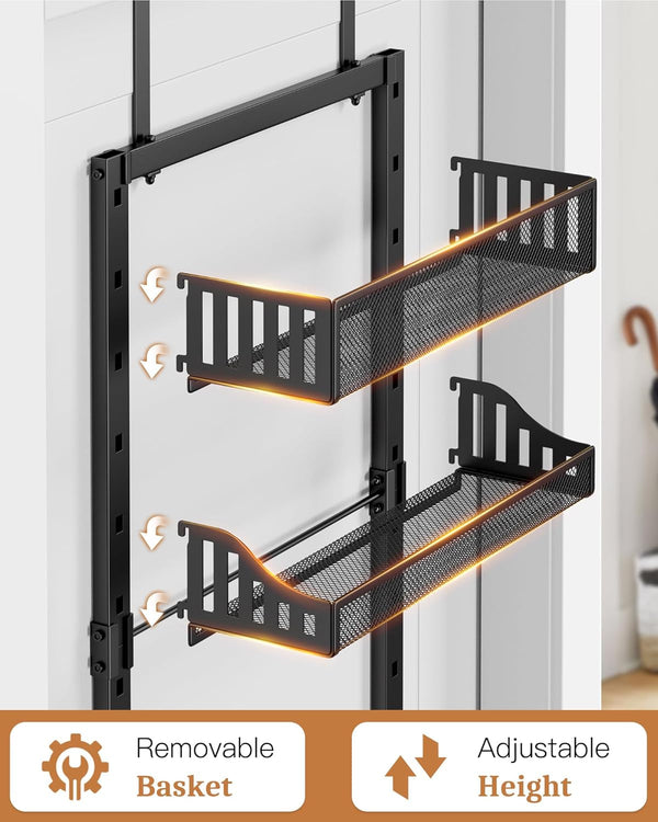 8-Tier over the Door Pantry Organizer, Large Metal Door Spice Rack with Adjustable Basket, 2 in 1 Wall Mount or Hanging Heavy-Duty Pantry Door Storage Shelf for Kitchen and Bathroom, Black4