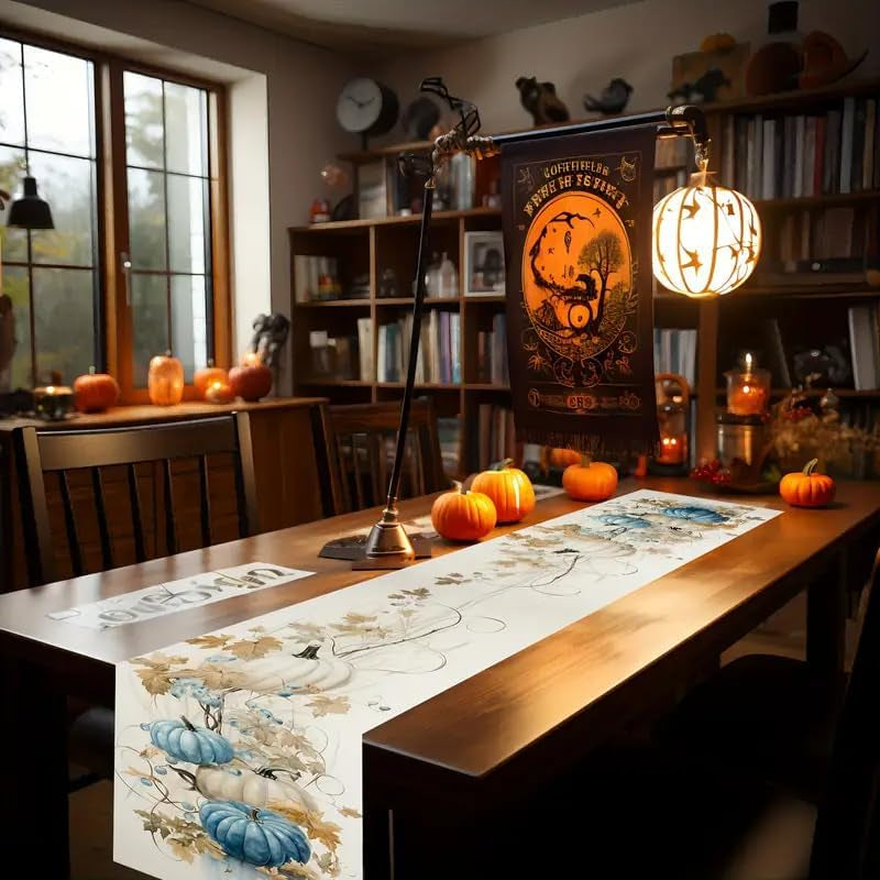 linen-halloween-pumpkin-table-runner-seasonal-fall-vine-harvest-dinning-kitchen-table-decor-for-home-party-holiday-decoration-13x72-inch