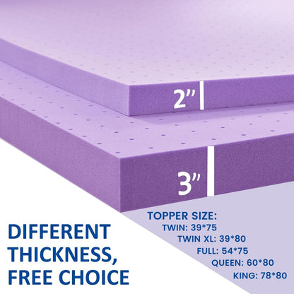 2 Inch Gel Memory Foam Mattress Topper Ventilated Soft Pressure Relieve Mattress Pad, Breathable Bed Topper, Certipur-Us Certified, Twin Size | Ventilated Soft Pressure Relieve Mattress Pad, Breathable Bed Topper, Certipur-Us Certified7