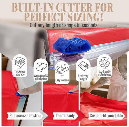 Disposable Tablecloth Roll, 54In X 300Ft Red Plastic Table Cloth Disposable5