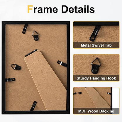 5X7 Black Plastic Picture Frame 6Pk 4X6 Mat Acrylic Sheet3