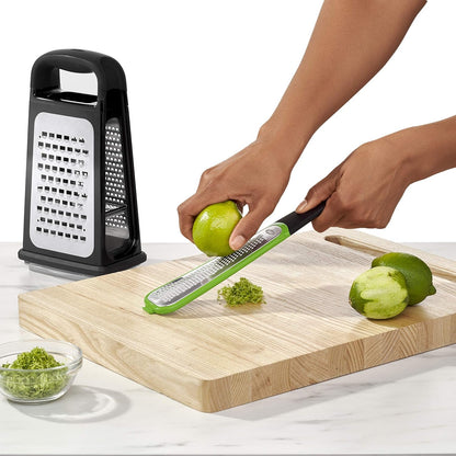 OXO Good Grips Etched Box Grater with Removable Zester | Ideal for Grating Cheese or Zesting Fruits | Storage Container Included | 4 Sided Grater | Comfortable Handle2