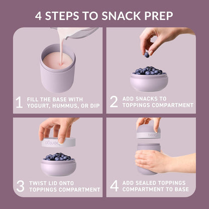 Bentgo Snack Cup, Leak-Proof Snack Container with Toppings Compartment | Dual-Sealing Lid, Airtight, Microwave-Safe Base, Freezer & Top-Rack Dishwasher-Safe (Orchid)3