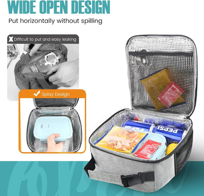 Lunch Bag for Men/Women, Reusable Lunchbox for Adult, Small Insulated Lunch Box, Lunch Tote Bag for Office, Work, Picnic - Grey3