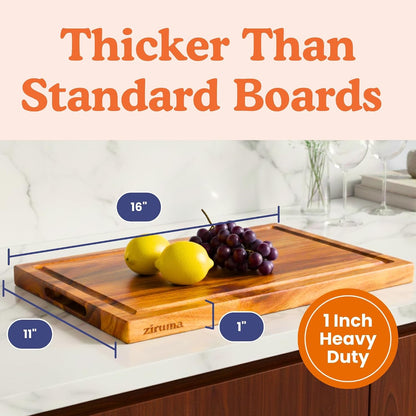 Non-Toxic Acacia Wood Cutting Board, Mineral Oil & Plastic Free, 16X11 in | Petroleum & BPA Free. Fsc-Certified Wood. Knife-Friendly Surface. Beeswax, Flaxseed & Lemon Oil Finish.6