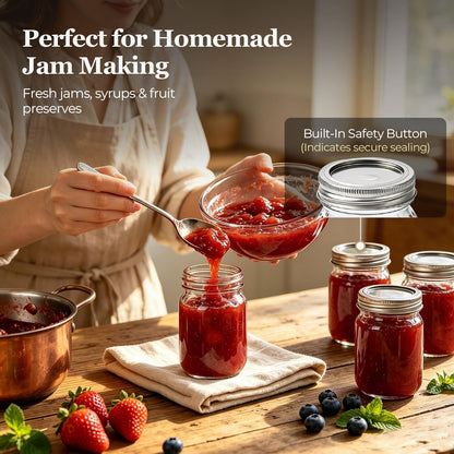 Regular Mouth Mason Jars 16 Oz with Lids, 3 Pack Canning Jars | Airtight Safety-Button Lids, Food Grade Pint Size Jars, Freezer Safe Glass, Incl. 4 Chalkboard Labels, Bpa-Free Material3