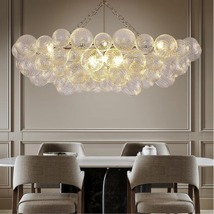 51" Large Gold Bubble Chandelier, 9-Light Modern Hand Blown Glass Chandelier Light Fixture, Rectangle Chandeliers for Dining Room Living Room Kitchen Island Foyer Entryway(Brush Brass Finish)1