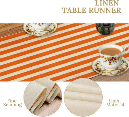 Striped Table Runner, Orange White Vertical Stripe Modern Minimalism Farmhouse Table Kitchen Dinning Table Runner for Indoor Home Decor Birthday Party Wedding, 13X36 Inch4