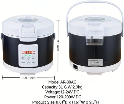 12V/24V Rice Cooker 3L Multifunctional Portable Rice Stove for Car/Truck with Steam Tray Heating and Keep Warm Function Dark Blue(30Ac)2
