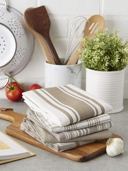 Assorted Woven, Kitchen Dishtowel Set, 18X28, Brown, 5 Piece4