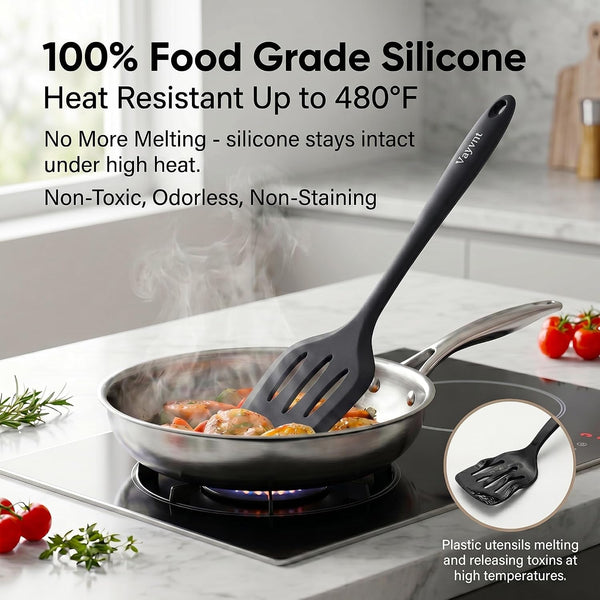 Kitchen Utensils Set, 10PCS Silicone Utensils Set for Cooking, Black7